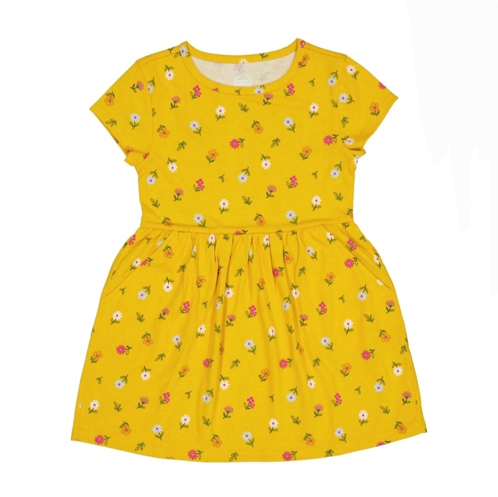 WONDER NATION Girls Short Sleeves Play Dress - Yellow Floral
